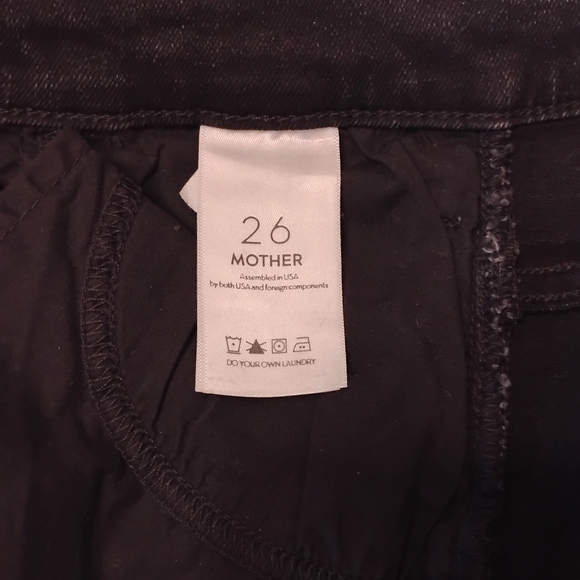MOTHER The Hustler Ankle Fray In Cat Got Your Tongue Black Jeans, Size 26 - Picture 10 of 16